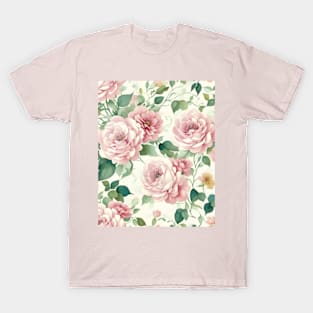 Beautiful Pink watercolor Floral Pattern T-Shirt